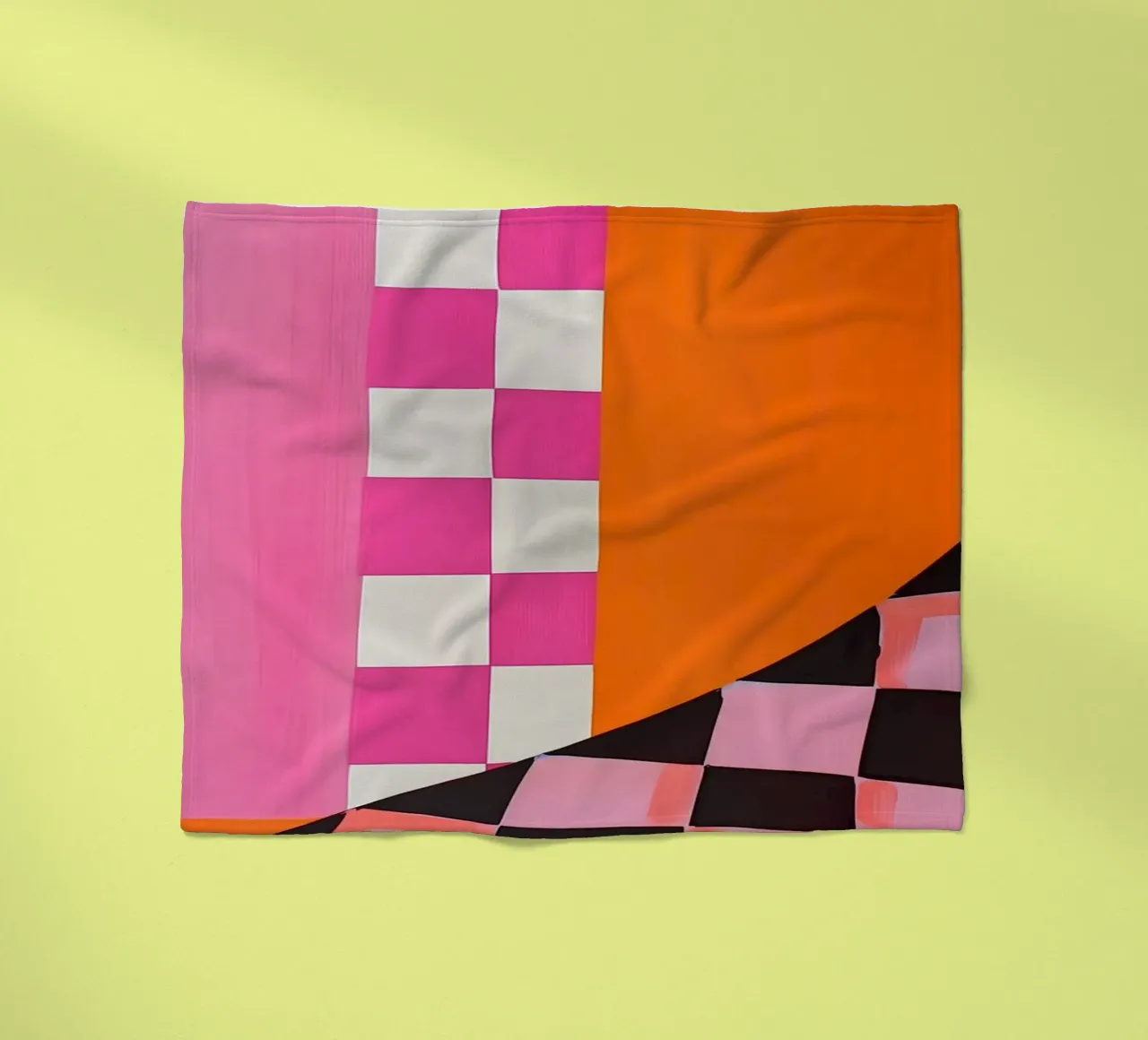 Pink and Orange Abstract Checks coperta in pile da Gypsy Galleria