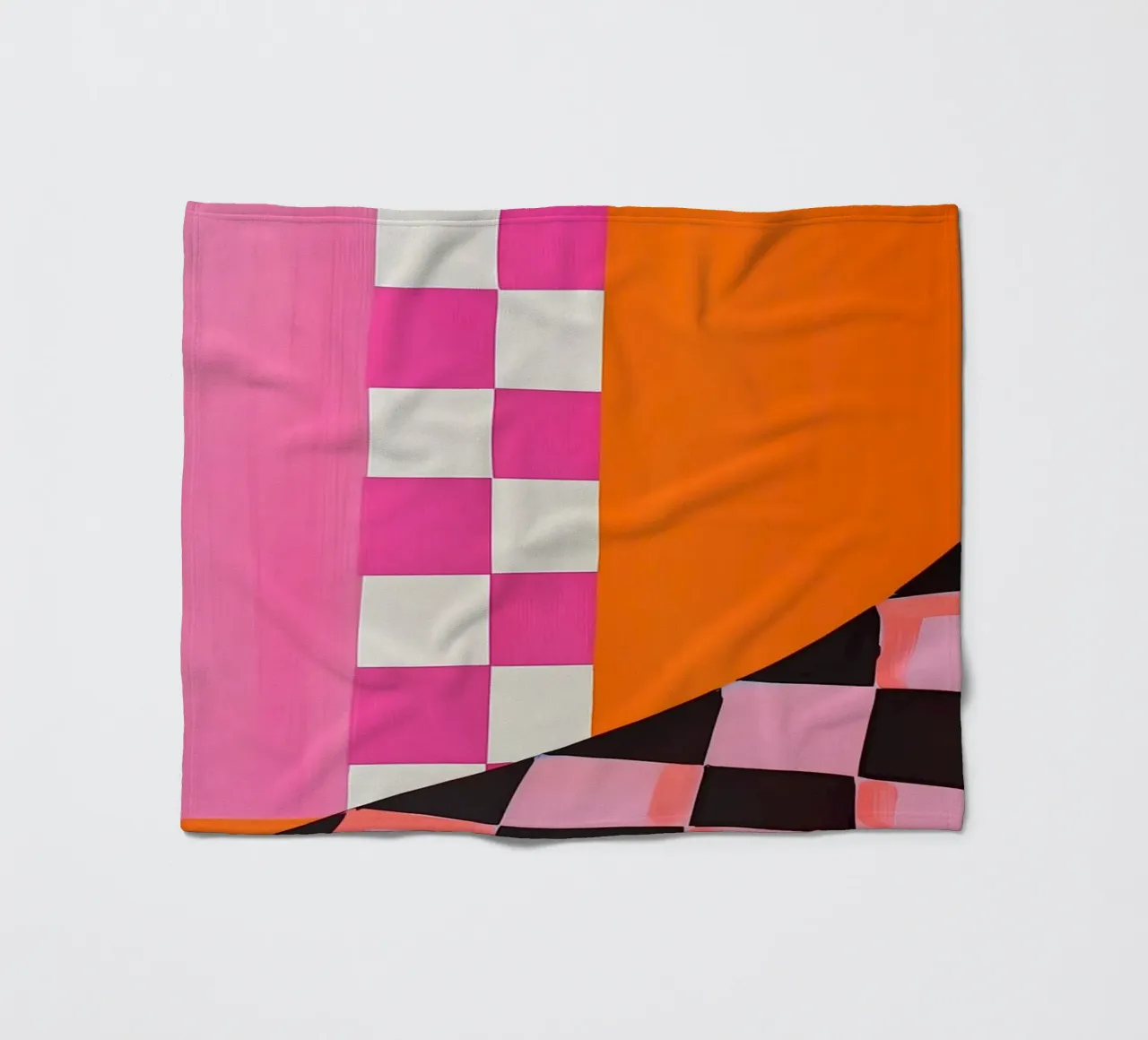 Pink and Orange Abstract Checks coperta in pile da Gypsy Galleria