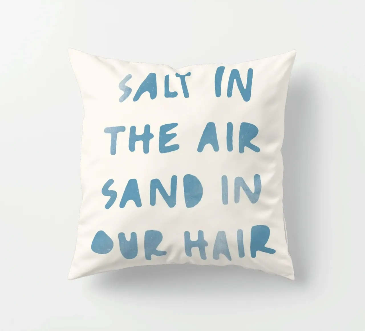 Salty Air Blue Typography Ocean Beach Art cuscino da Farlane