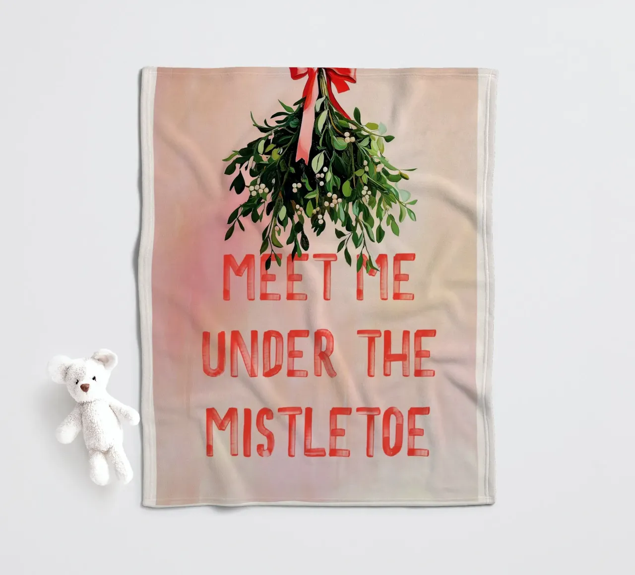 Meet Me Under The Mistletoe Christmas Art manta de franela de Farlane