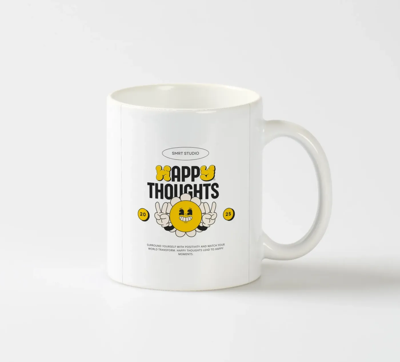 HAPPY THOUGHTS ceramic mug by SMRT STUDIO