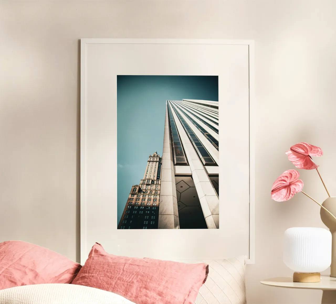 NEW YORK Skyscraper poster con telaio in alluminio da Flo Klein
