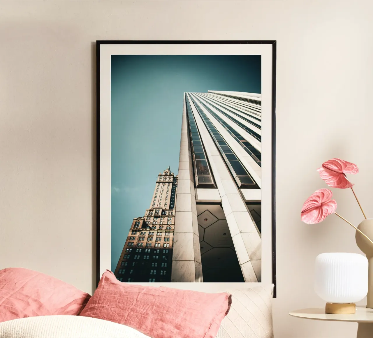 NEW YORK Skyscraper poster con telaio in alluminio da Flo Klein