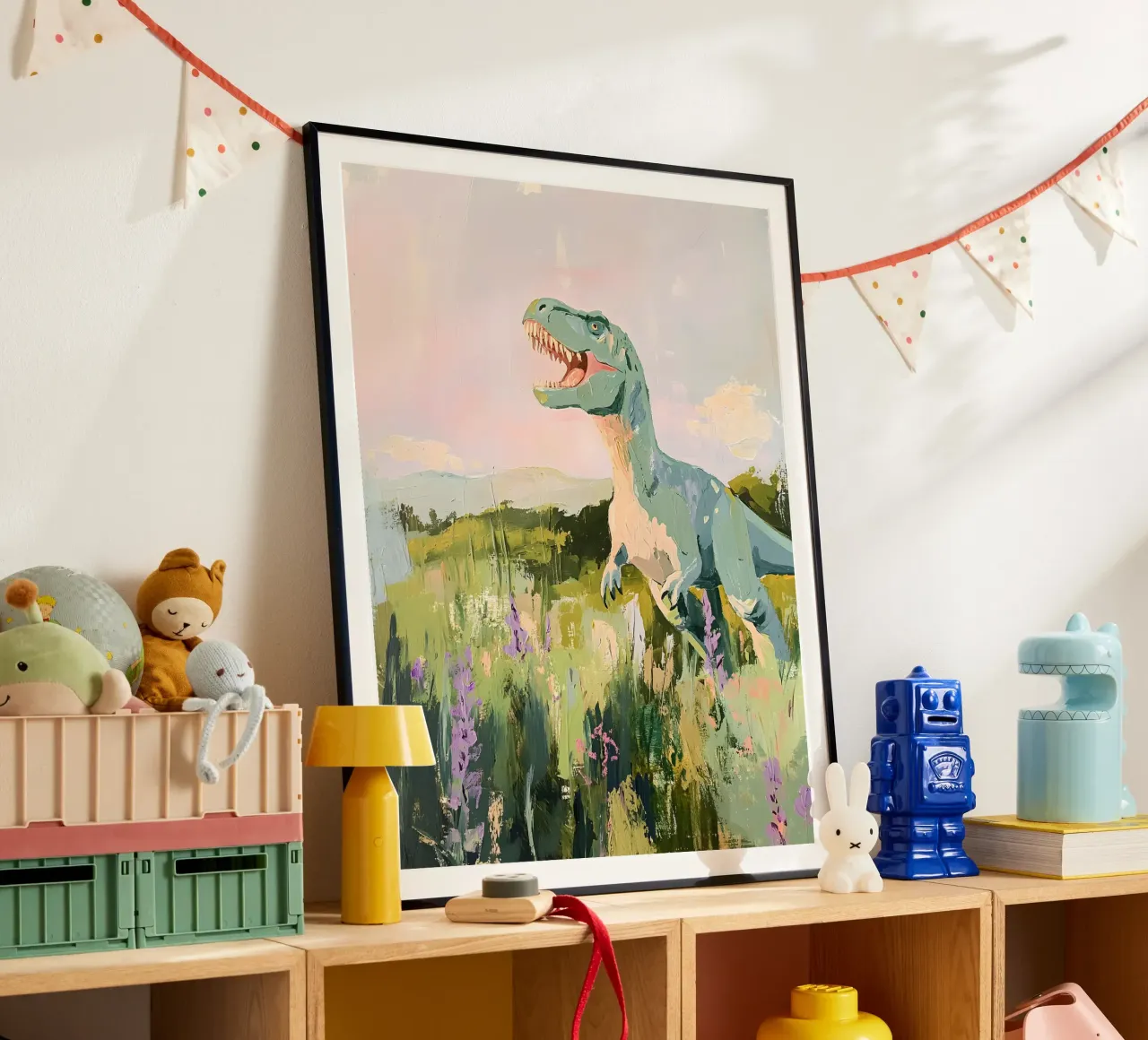The T-Rex poster con telaio in legno da Gypsy Galleria