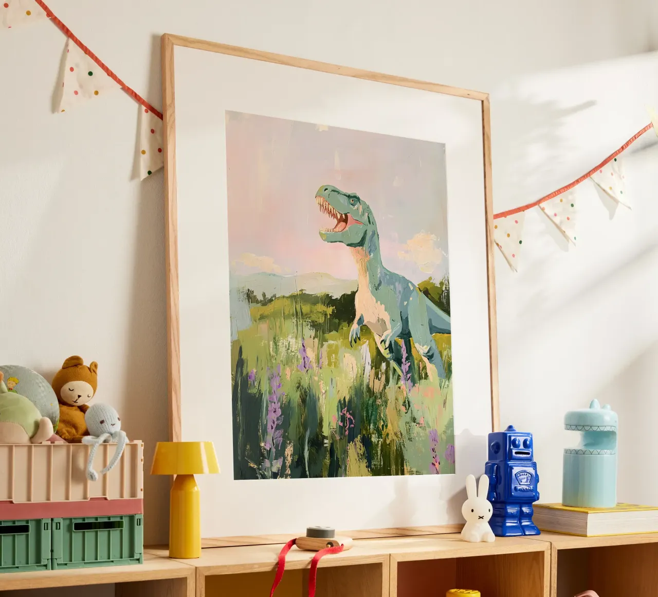 The T-Rex poster con telaio in legno da Gypsy Galleria