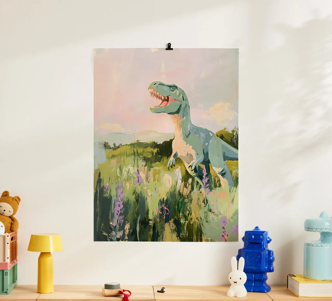The T-Rex poster con telaio in legno da Gypsy Galleria