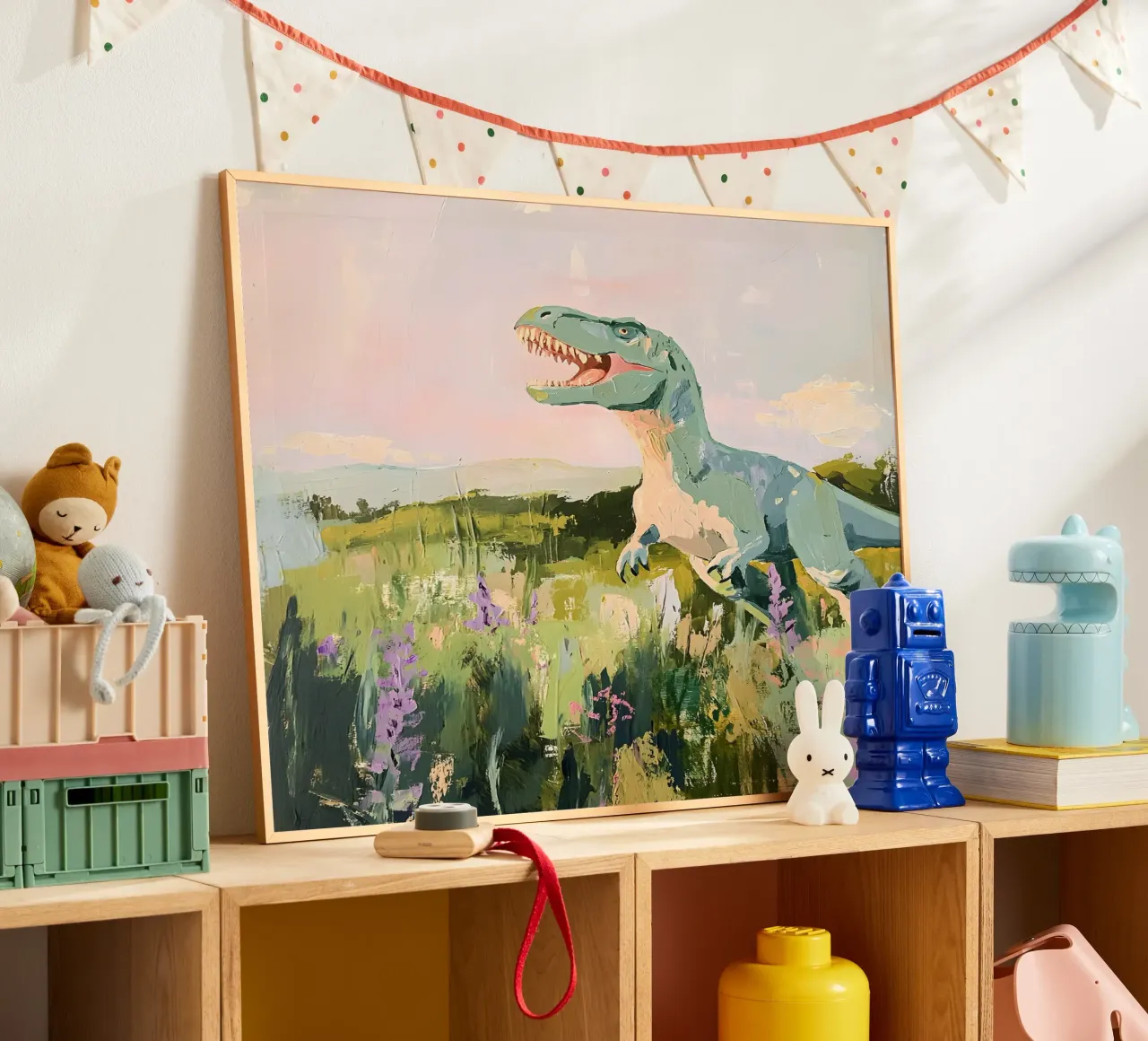 The T-Rex poster con telaio in legno da Gypsy Galleria