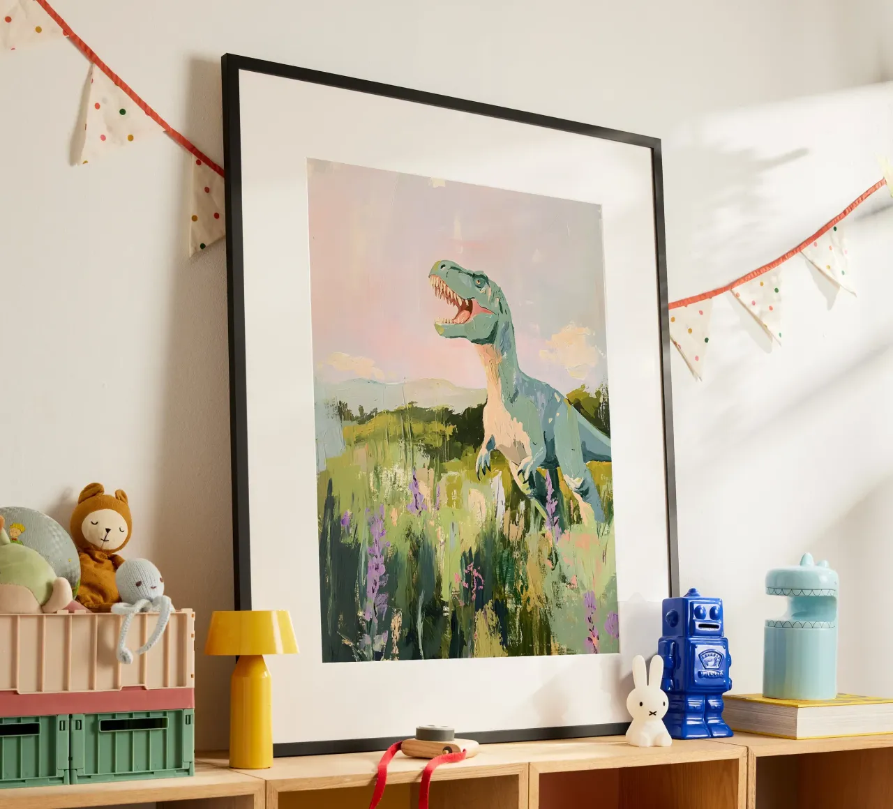 The T-Rex poster con telaio in legno da Gypsy Galleria