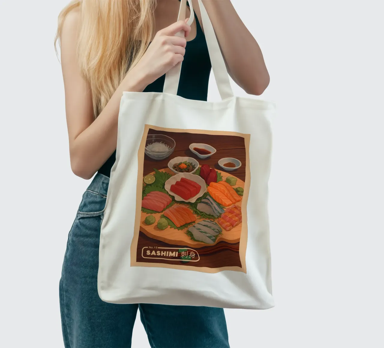 Anime-style Sashimi set - Japanese food series No. 12 tote bag by japanfox