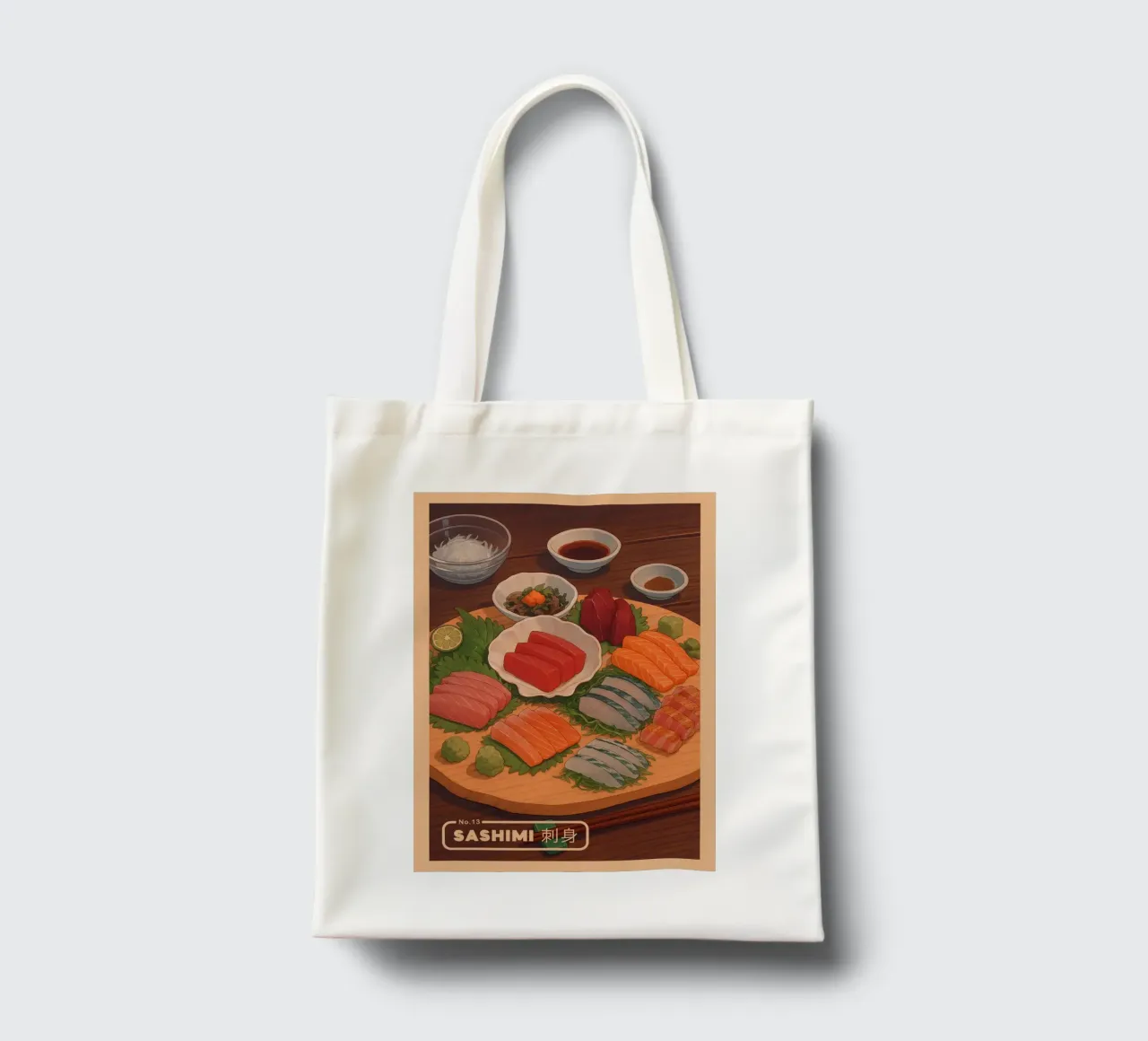 Anime-style Sashimi set - Japanese food series No. 12 tote bag by japanfox