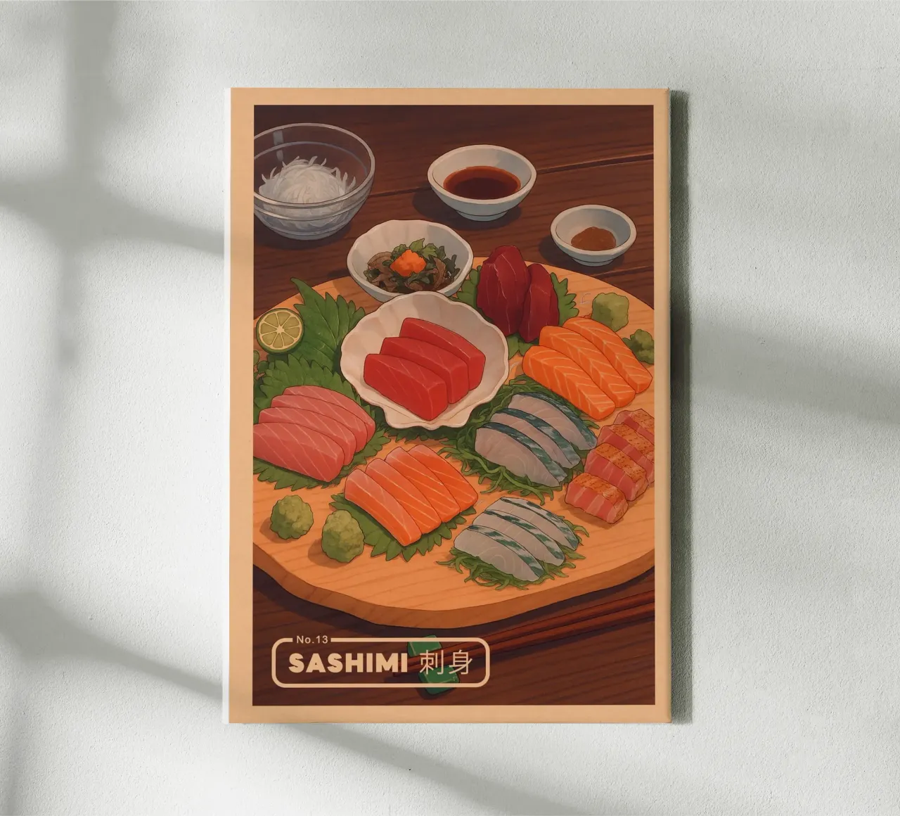 Set di sashimi in stile anime - Serie di piatti giapponesi n. 12 tela con Cornice a cassetta da japanfox