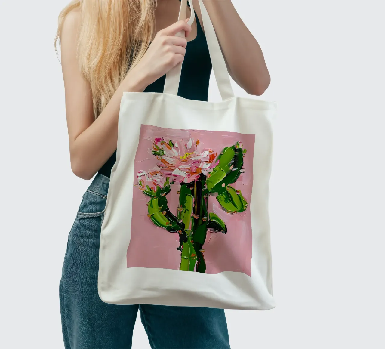 Blooming Cactus borsa in juta da Gypsy Galleria