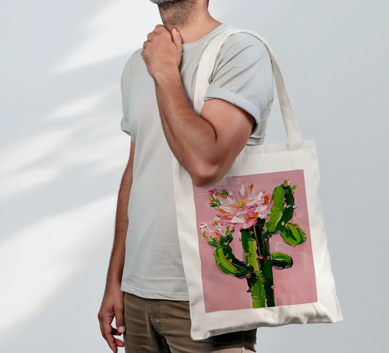 Blooming Cactus borsa in juta da Gypsy Galleria