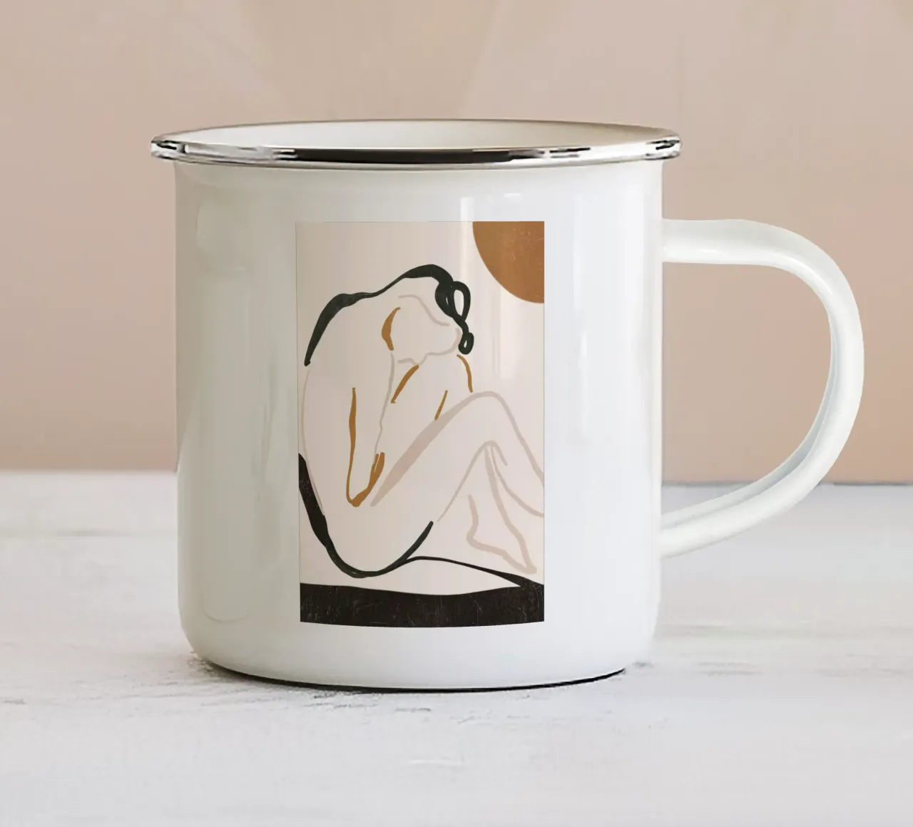 Figura femminile astratta tazza in smalto da ThingDesign