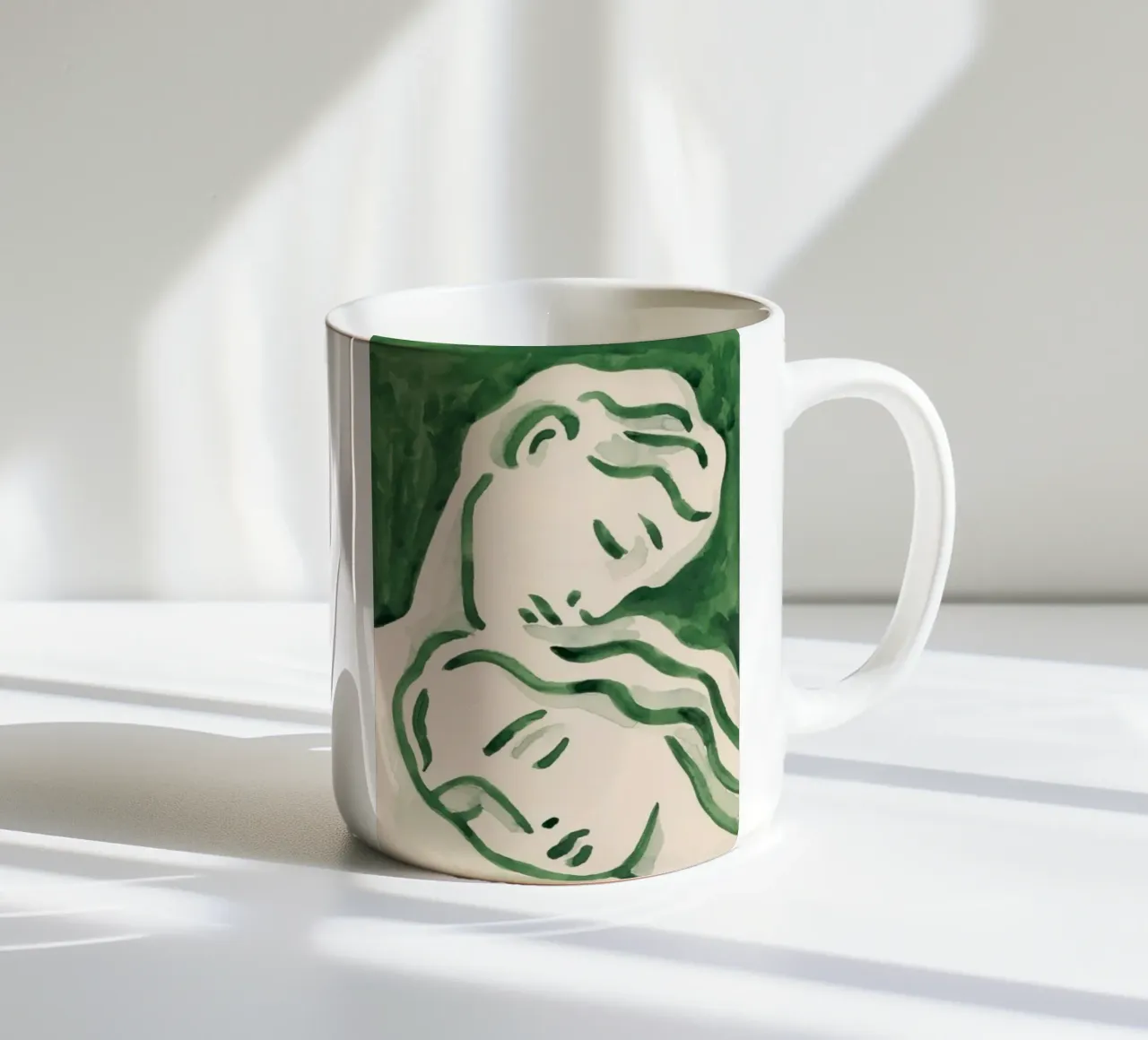 Abstracte moderne kunst, Matisse muurkunst, smaragdgroene poster keramische mok van ArtHaus