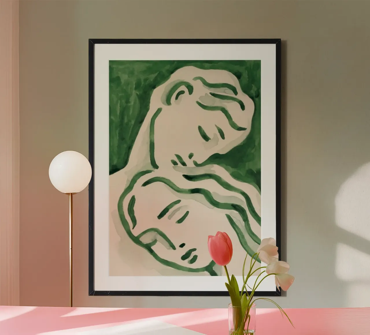 Abstracte moderne kunst, Matisse muurkunst, smaragdgroene poster poster met houten frame van ArtHaus