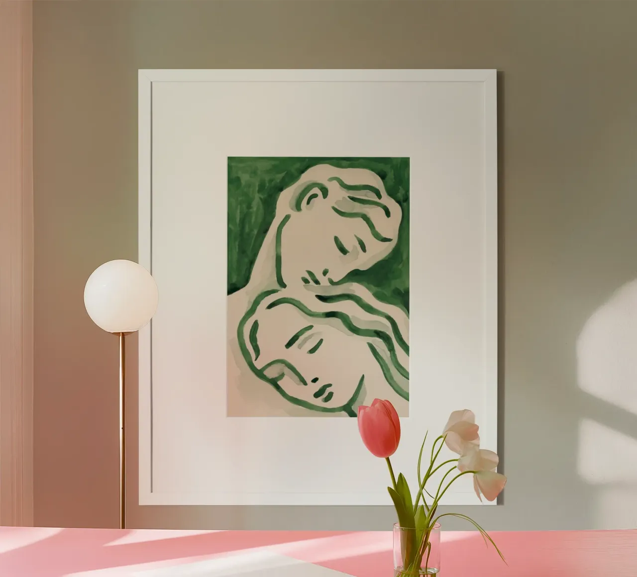 Abstracte moderne kunst, Matisse muurkunst, smaragdgroene poster poster met houten frame van ArtHaus
