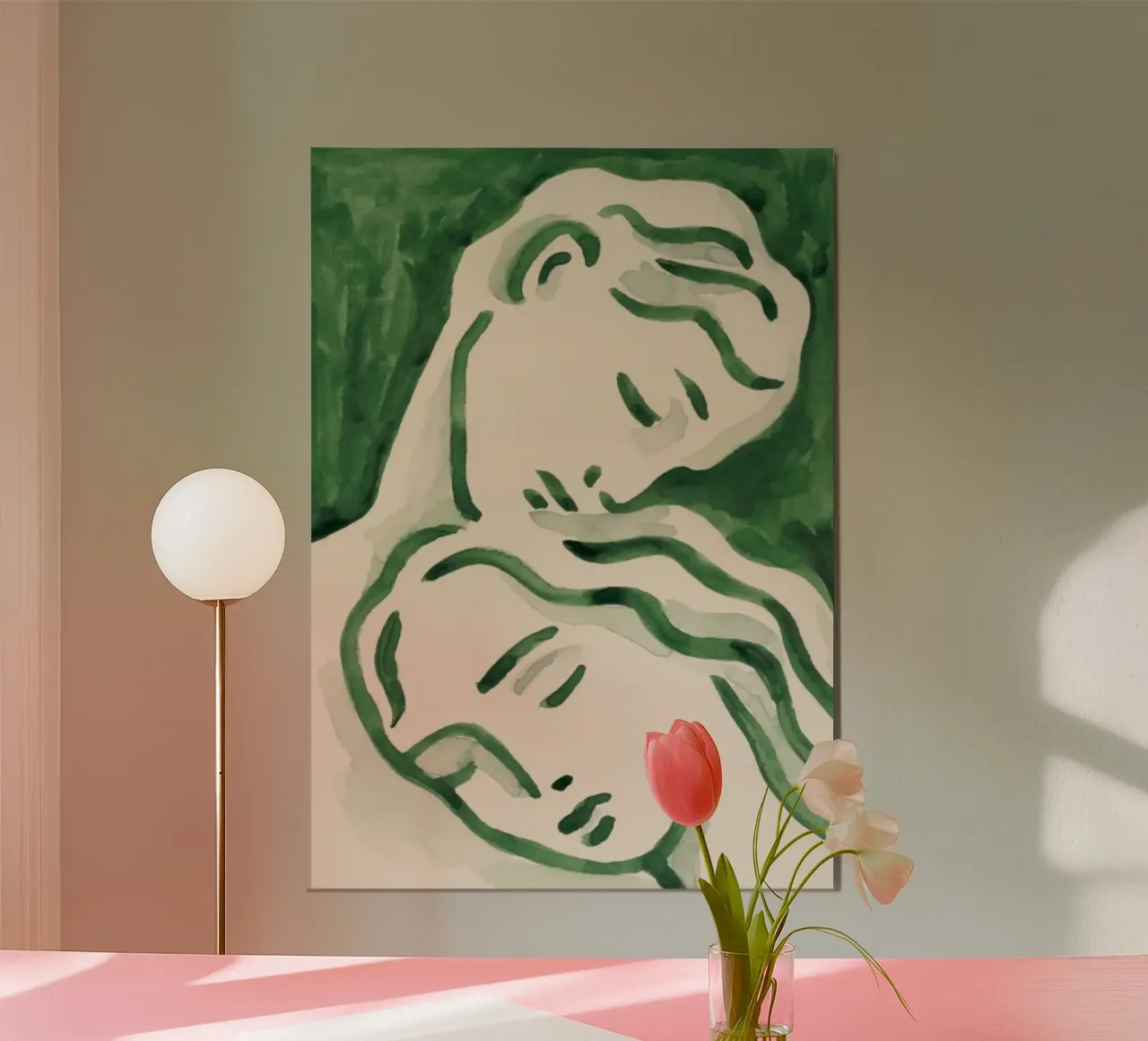 Abstracte moderne kunst, Matisse muurkunst, smaragdgroene poster poster met houten frame van ArtHaus