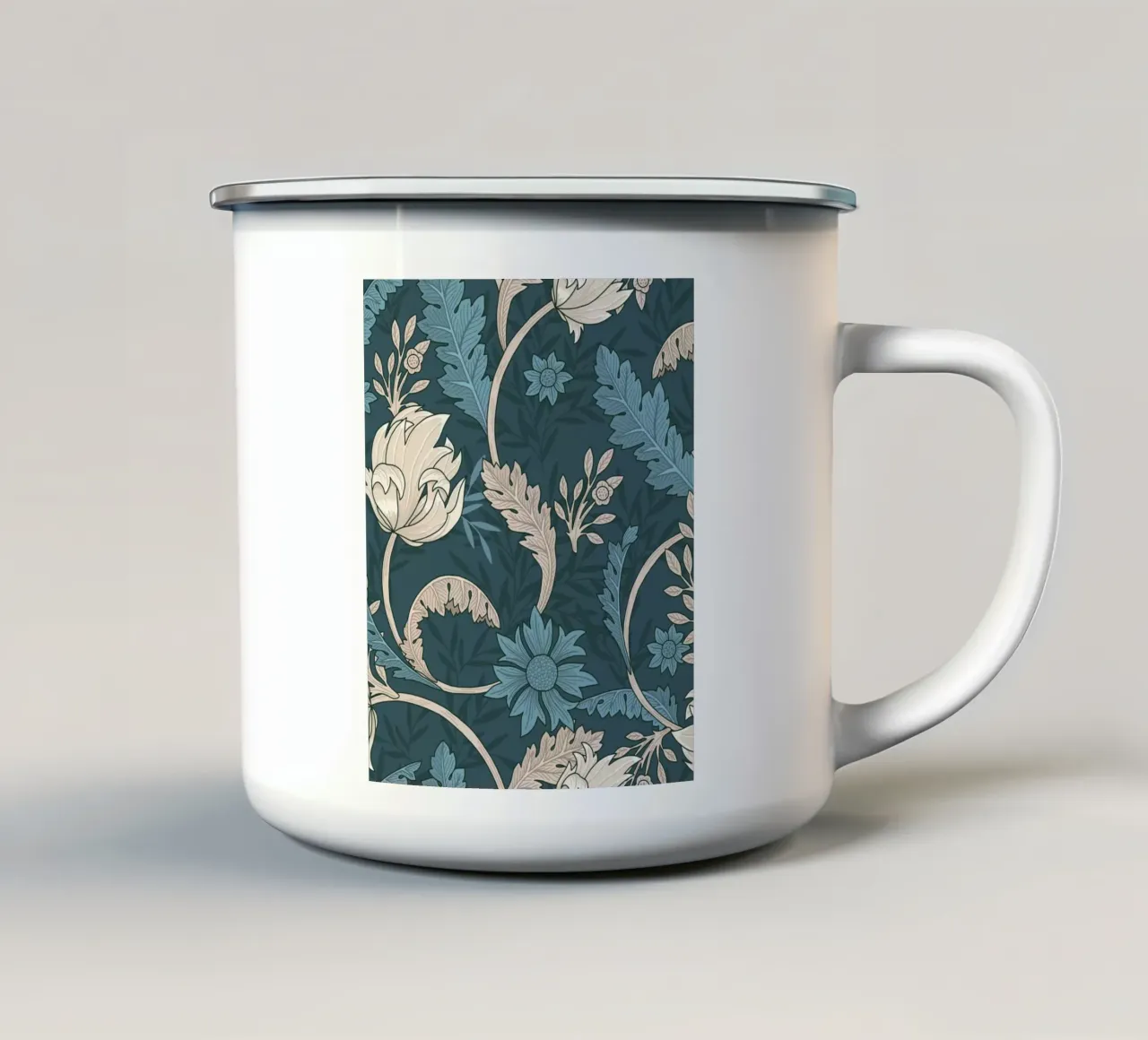 Poster floreale William Morris, arte moderna botanica tazza in smalto da ArtHaus