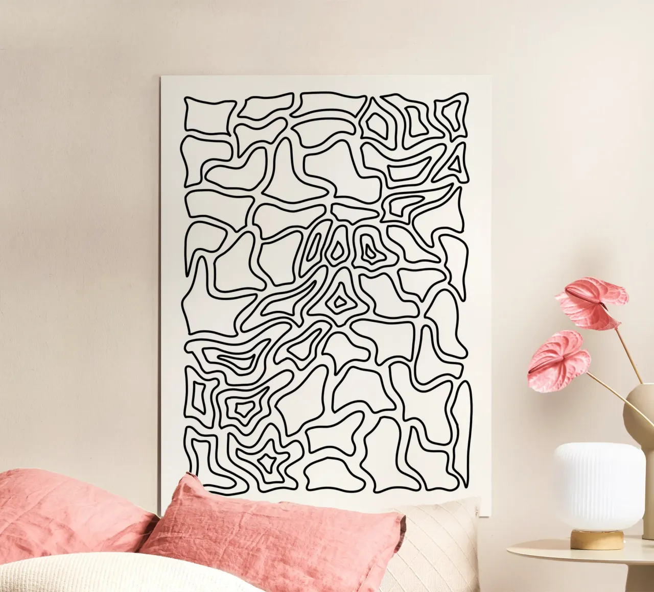 Minimalist Line Motif Poster mit Holzrahmen von MODERN NUANCE