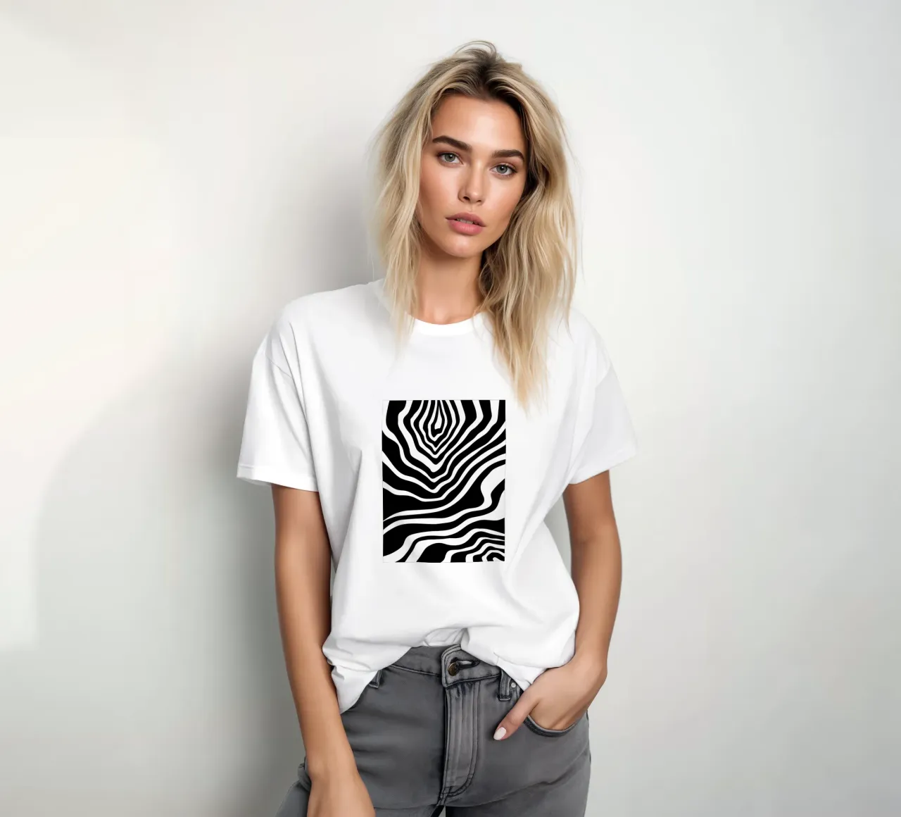 Minimalist Zebra Motif T-Shirt von MODERN NUANCE