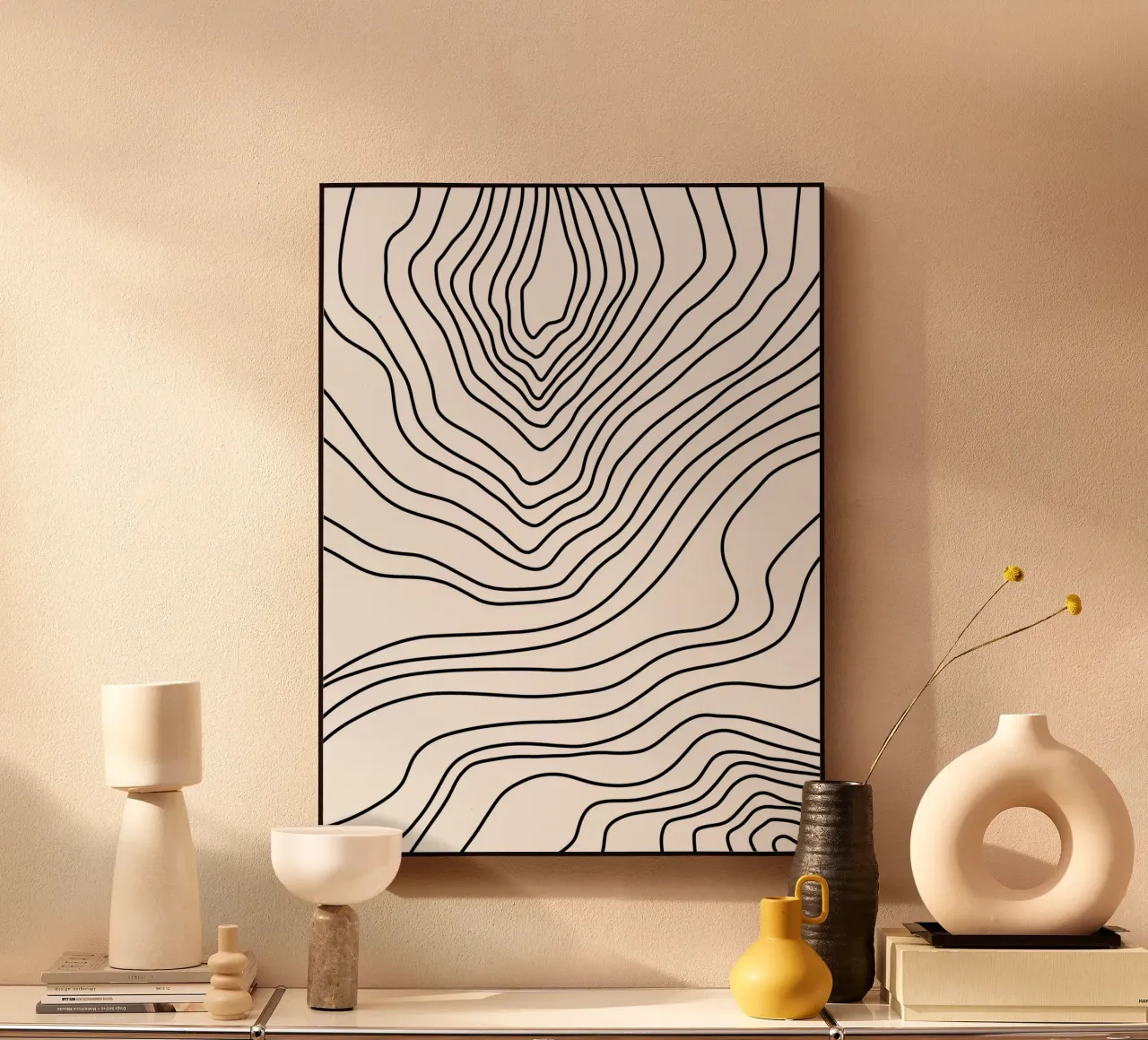 Linee nere minimaliste alluminio dibond da MODERN NUANCE