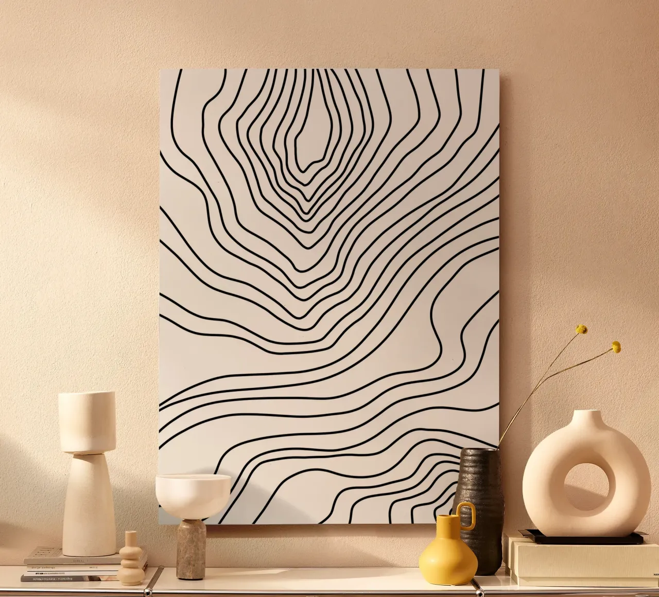 Linee nere minimaliste alluminio dibond da MODERN NUANCE