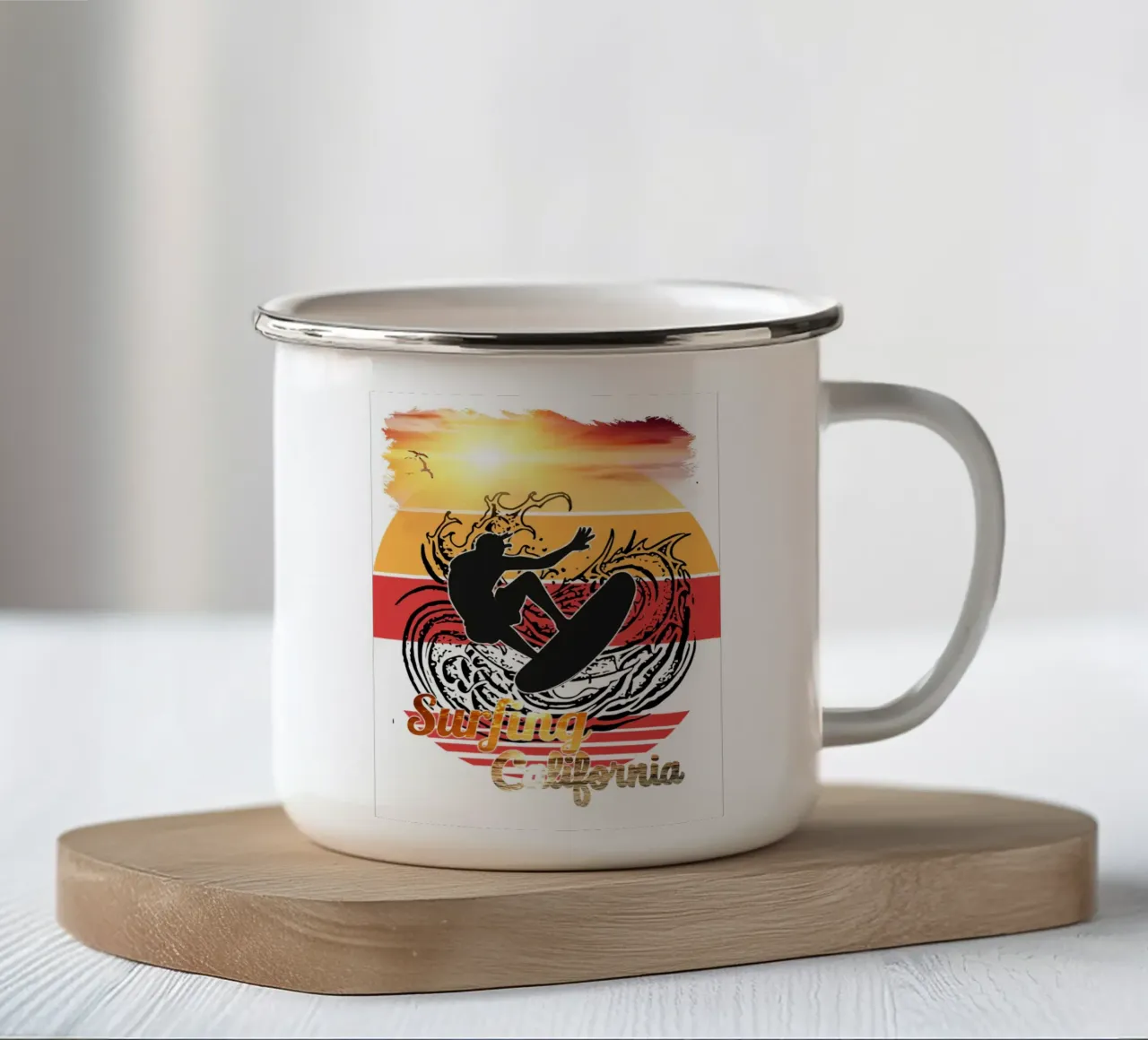 Surf Life Oval 2a - Summer Sun Vibes 14b tazza in smalto da surfer28