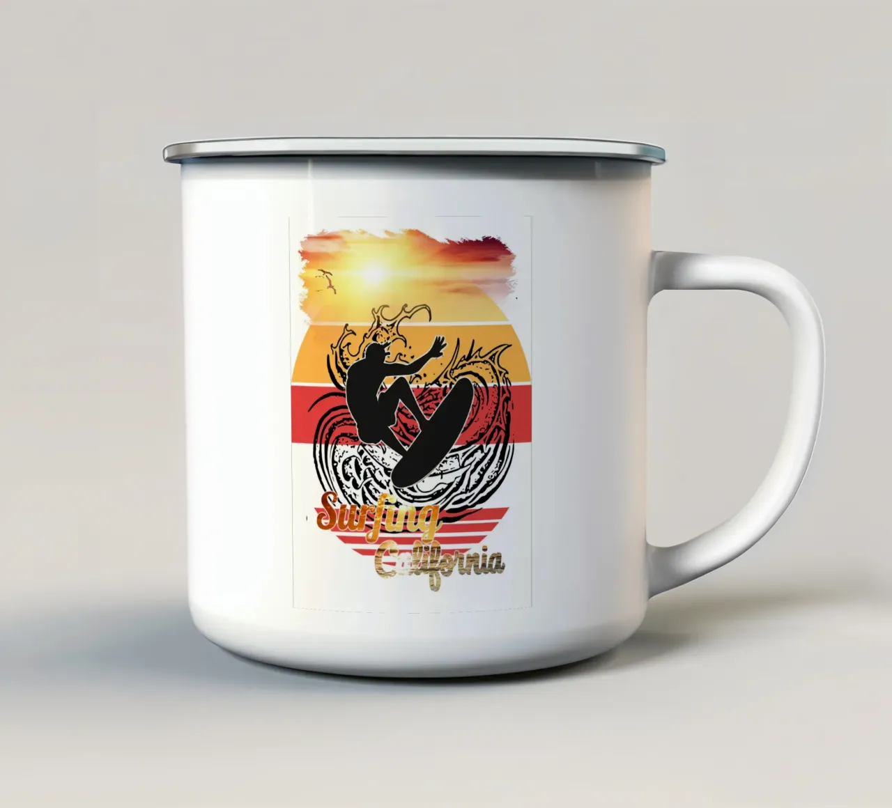 Surf Life Oval 2a - Summer Sun Vibes 14b tazza in smalto da surfer28