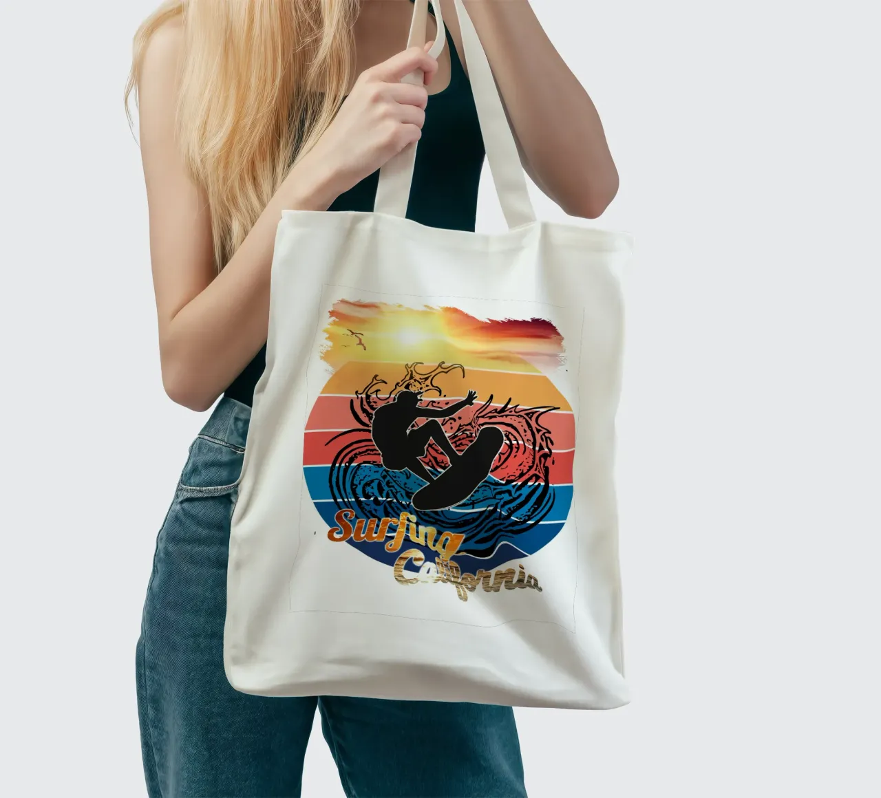 Surf Life Oval 2a - Sommer Sonne Vibes 13b Jutebeutel von surfer28