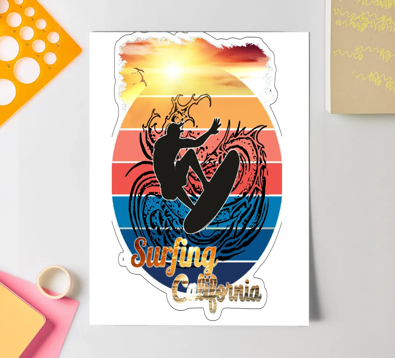 Surf Life Oval 2a - Summer Sun Vibes 13b sticker sheet by surfer28