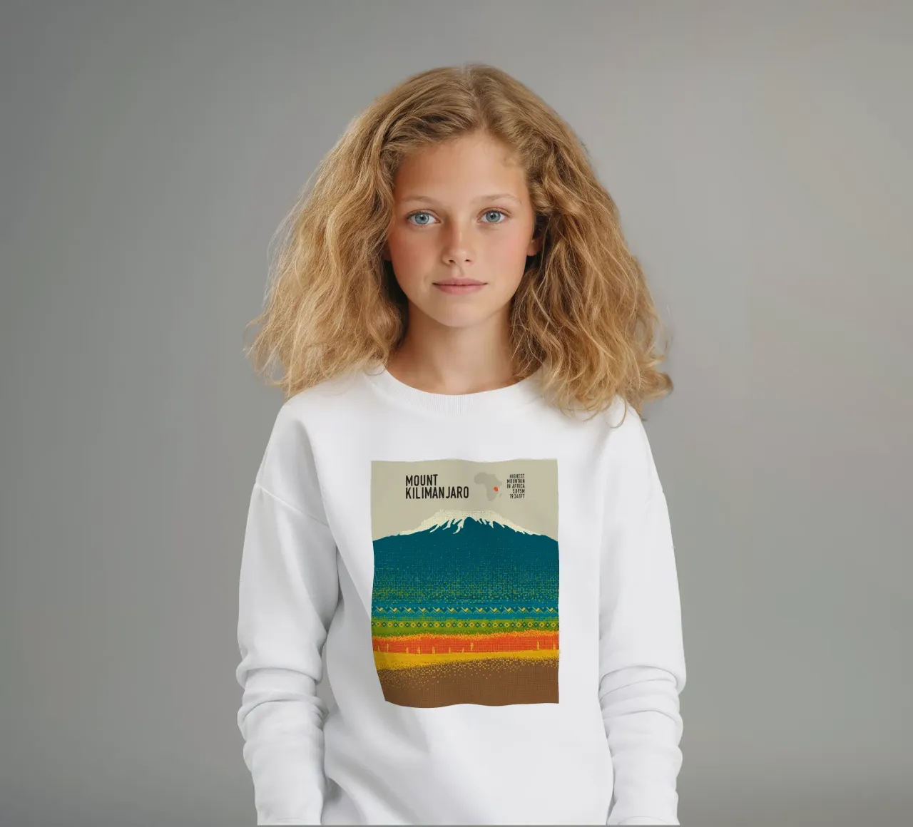 Monte Kilimangiaro felpa bambino da The Printed Sparrow