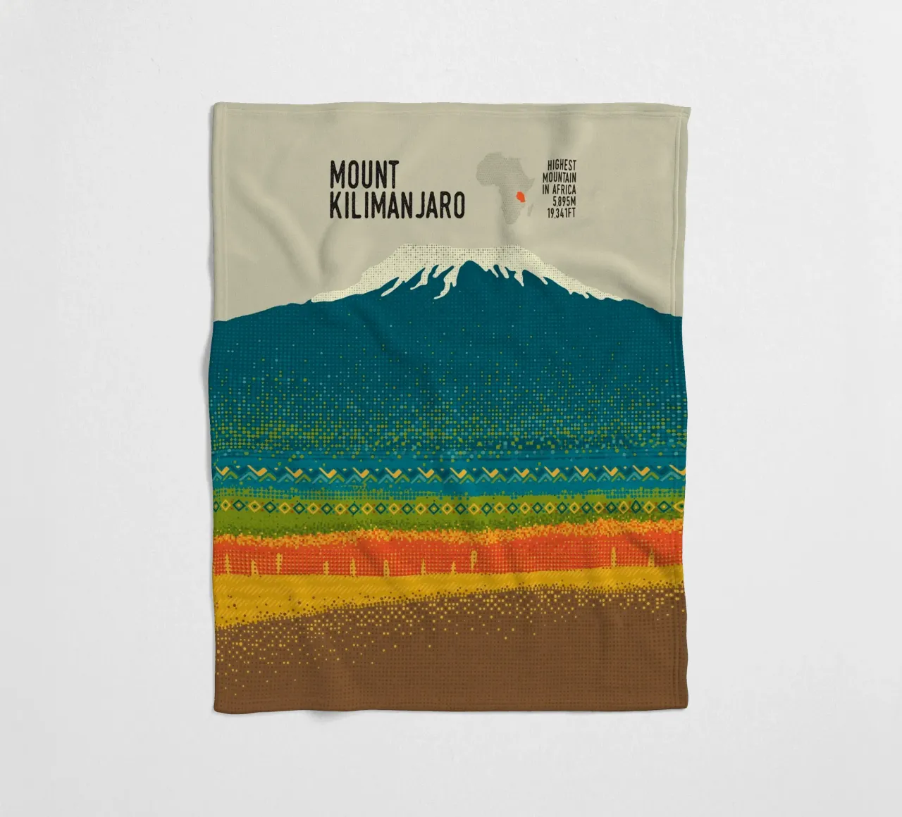 Monte Kilimangiaro coperta in pile da The Printed Sparrow