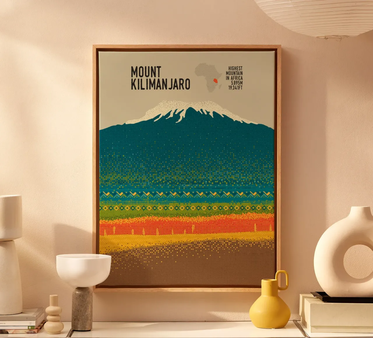 Monte Kilimangiaro tela con Cornice a cassetta da The Printed Sparrow