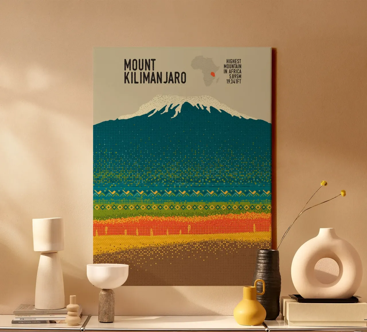 Monte Kilimangiaro tela con Cornice a cassetta da The Printed Sparrow