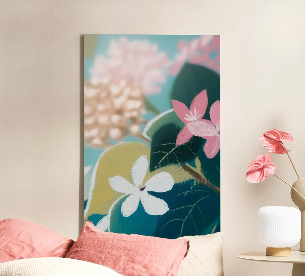 Delicate bloemkunst canvas met Baklijst van Carinaprint