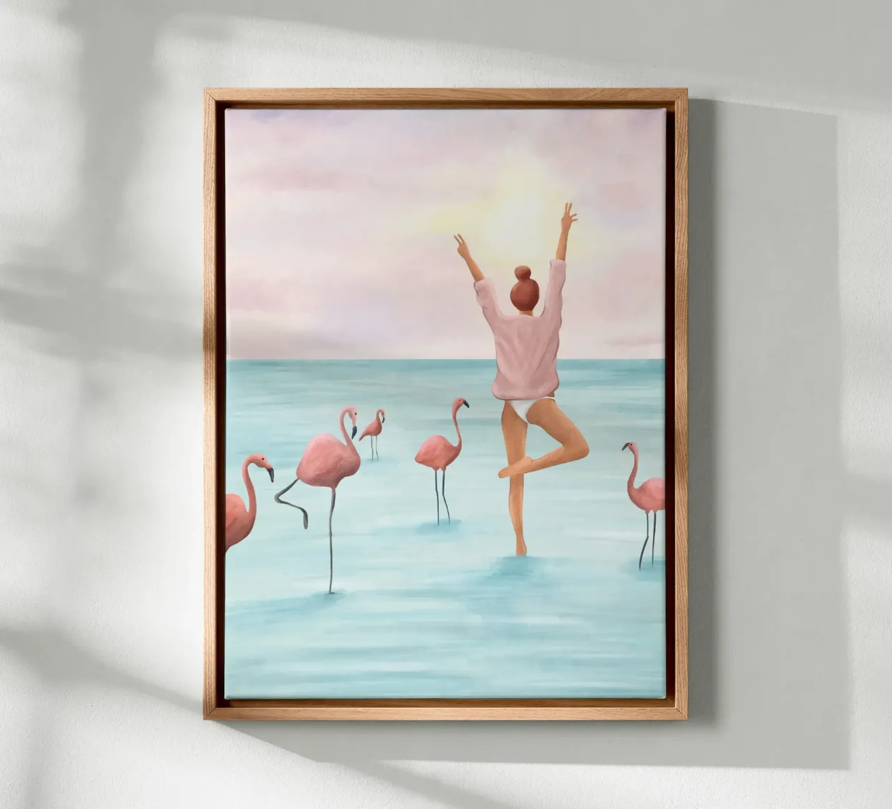 Big Flamingo tela con Cornice a cassetta da Flow Line