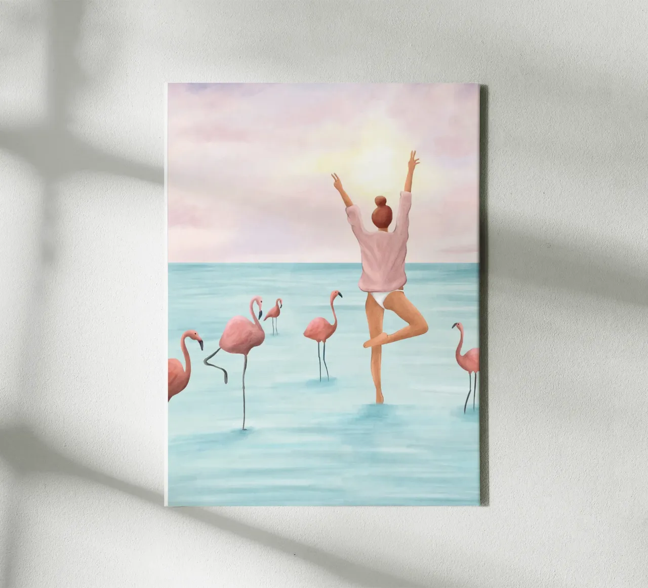 Big Flamingo tela con Cornice a cassetta da Flow Line