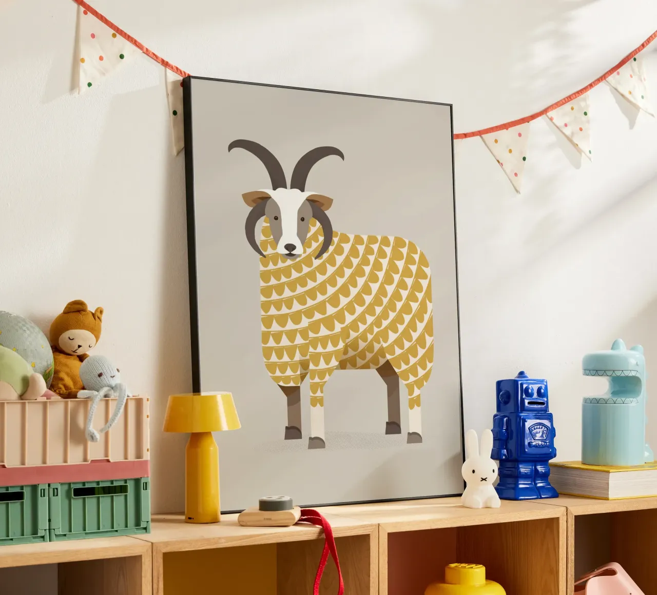 Whimsical Jacob Sheep forex plate by The Printed Sparrow