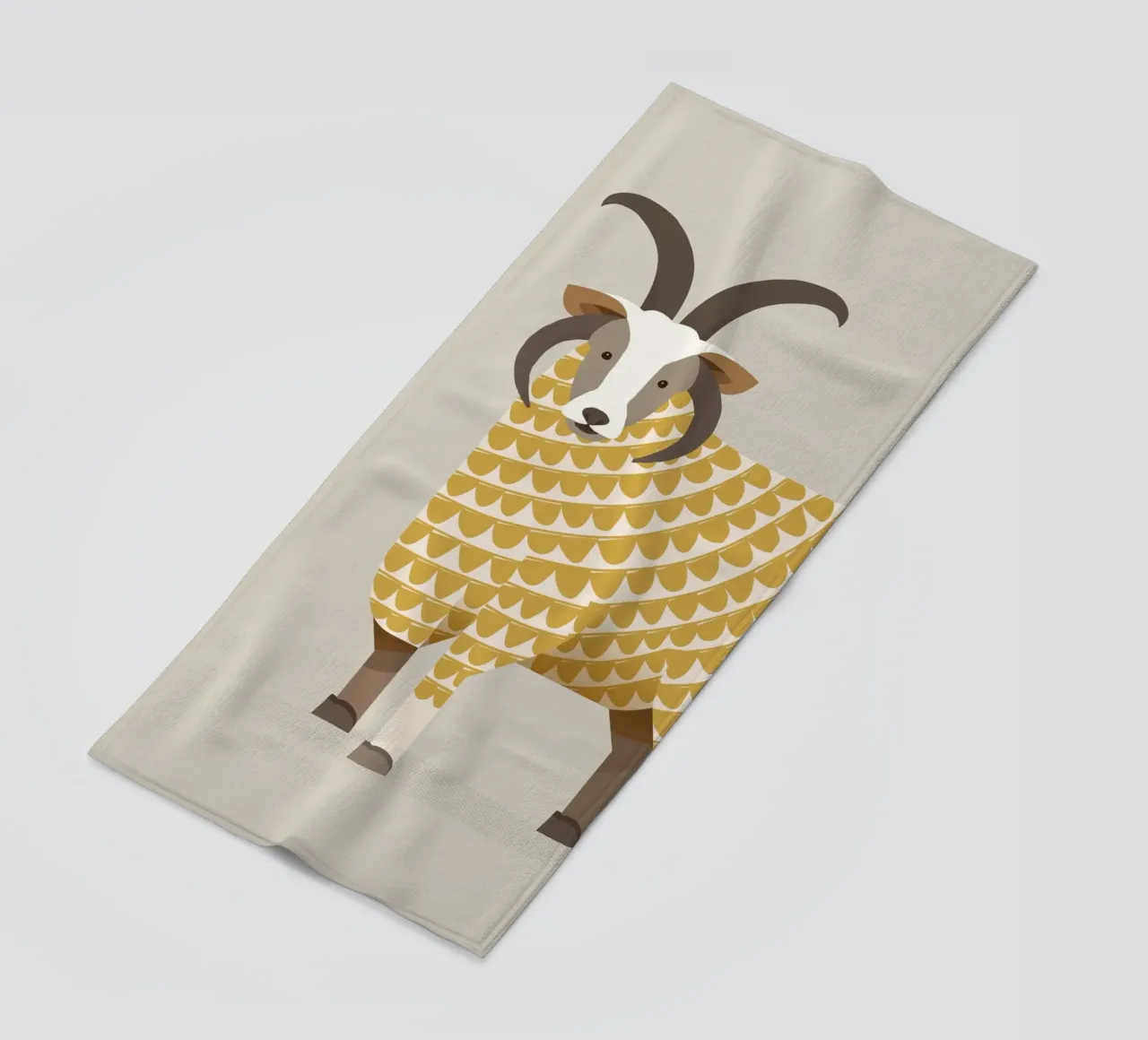 Whimsical Jacob Sheep beach towel by The Printed Sparrow