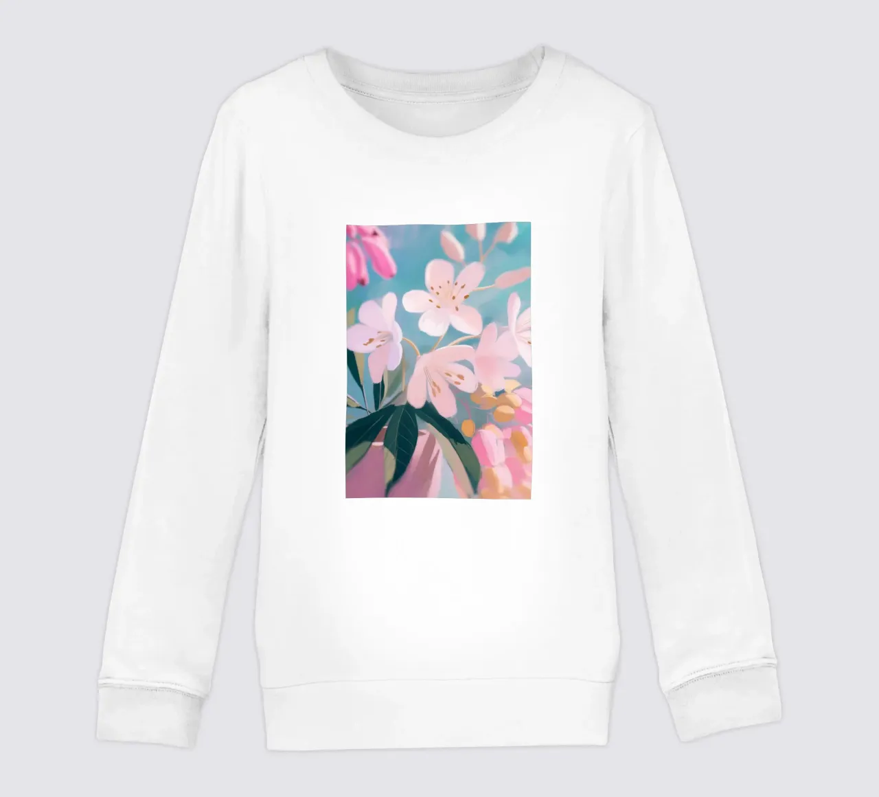 Fiori botanici pastello felpa bambino da Carinaprint