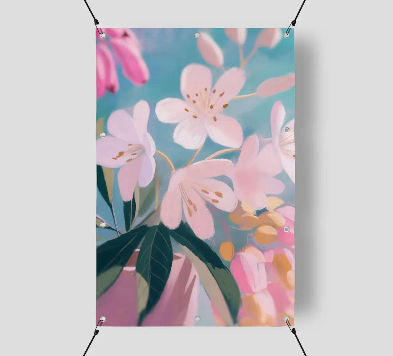 Fiori botanici pastello telo in pvc da Carinaprint