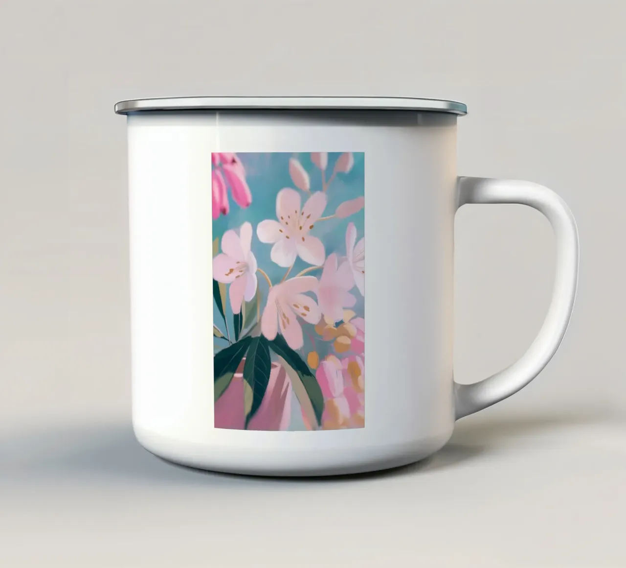 Fiori botanici pastello tazza in smalto da Carinaprint