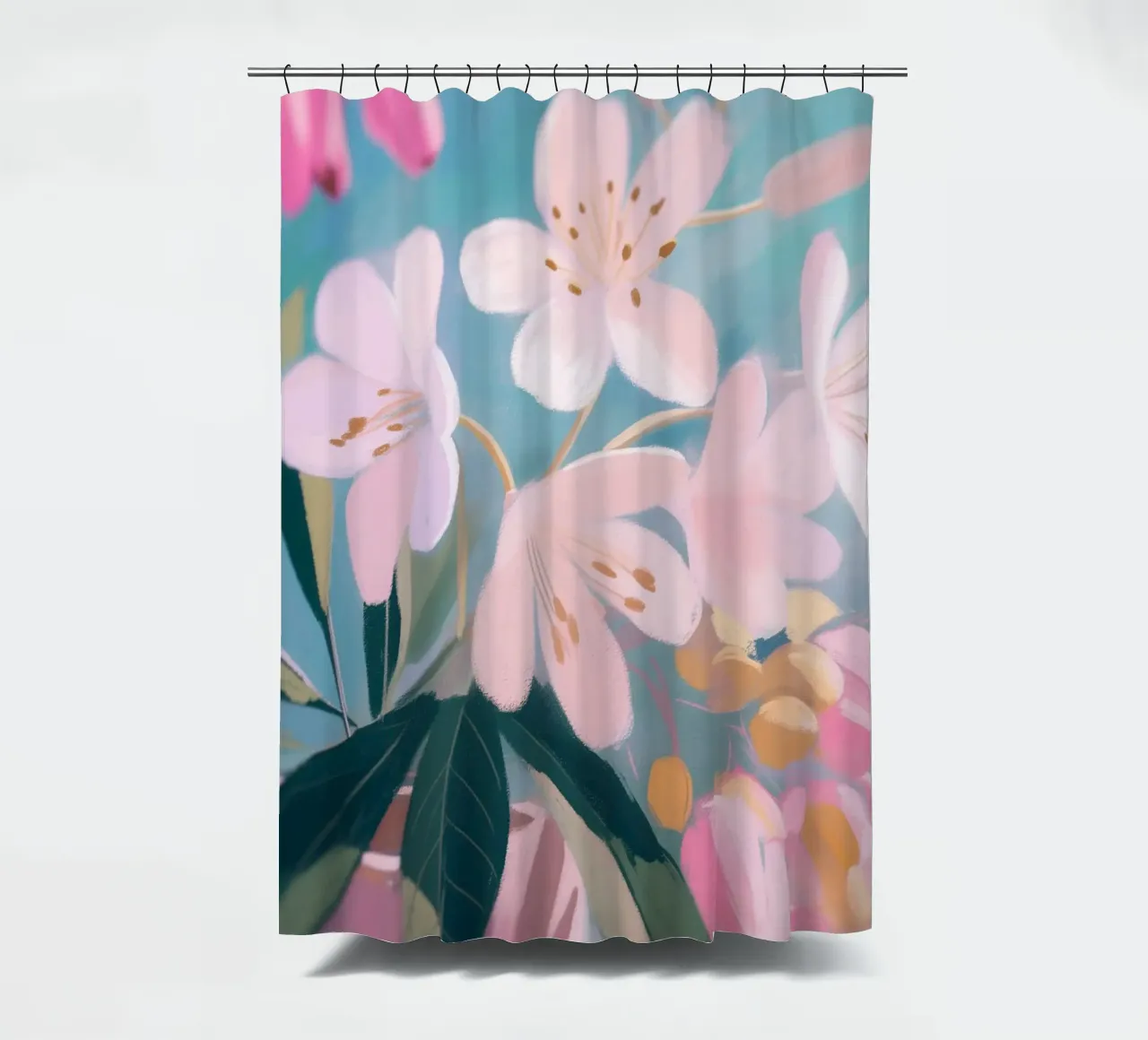Fiori botanici pastello tenda da doccia da Carinaprint