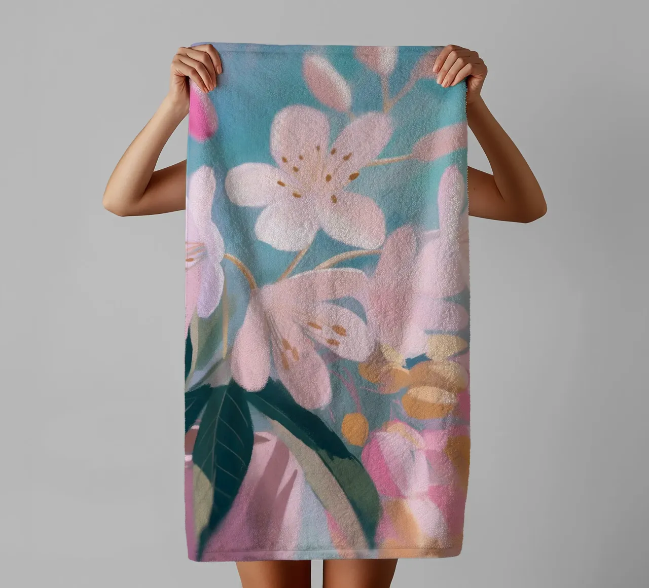 Fiori botanici pastello asciugamano da bagno da Carinaprint