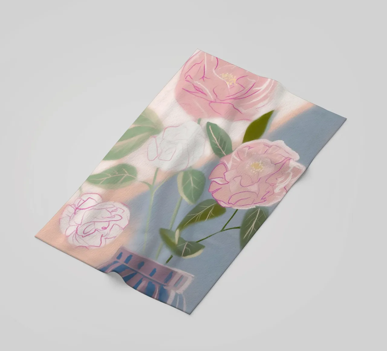 Delicata visione dei fiori rosa telo mare da Carinaprint