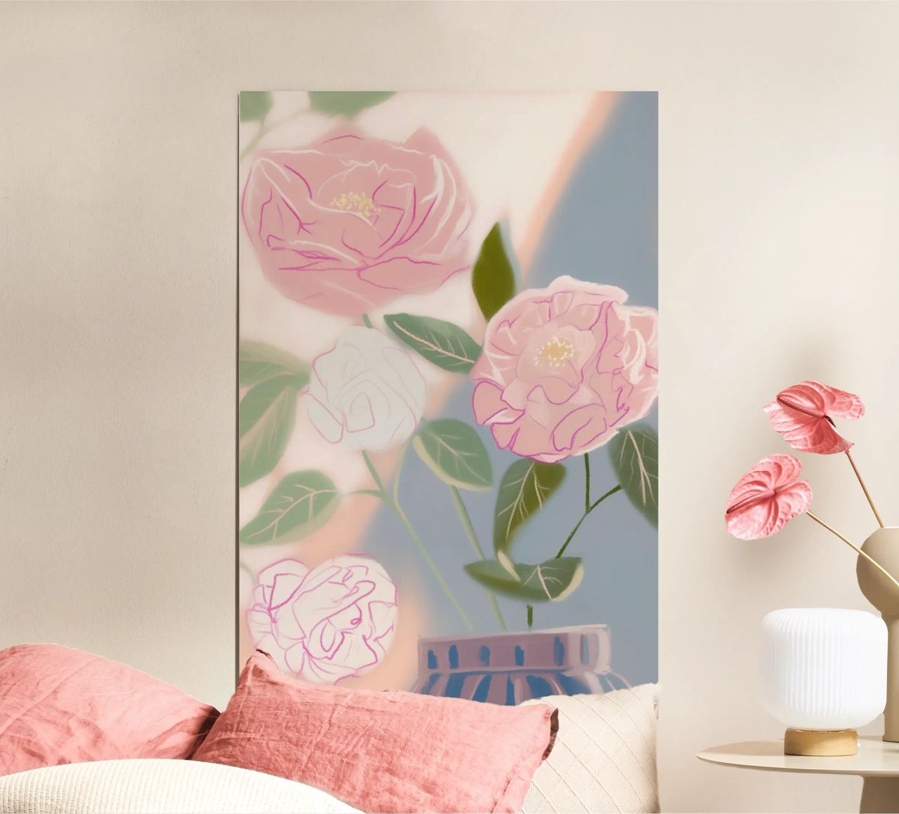 Delicada visión de flores rosas poster de Carinaprint