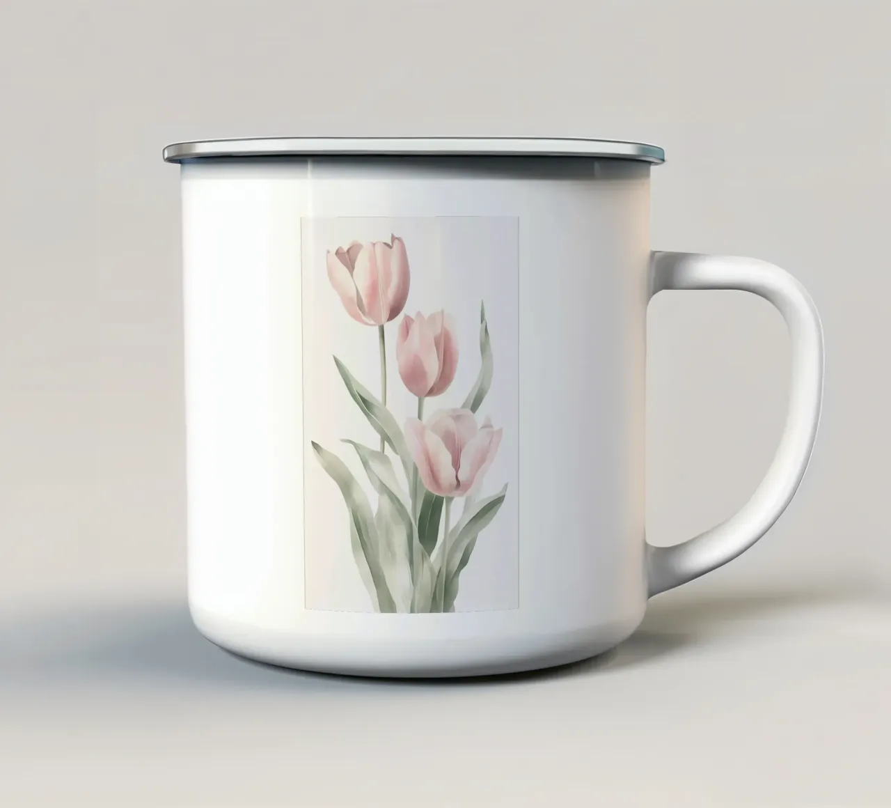 ispirazione tulipani rosa tazza in smalto da Carinaprint