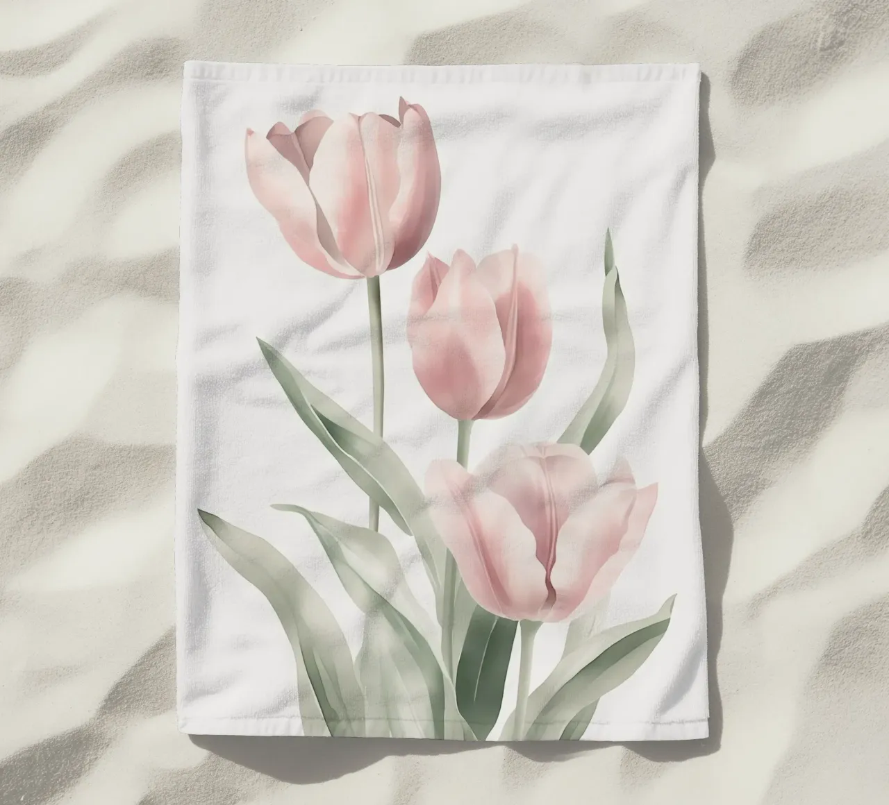 ispirazione tulipani rosa telo mare da Carinaprint