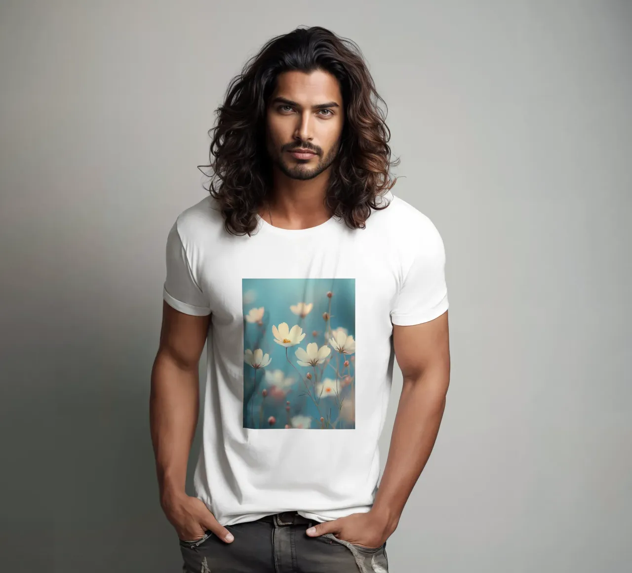 Romantic white flowers t-shirt by Carinaprint